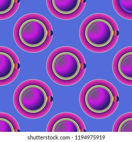 Cup of coffee or tea on background seamless pattern.