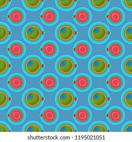 Cup of coffee or tea on background seamless pattern.