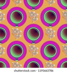 Cup of coffee or tea on background seamless pattern.