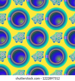 Cup of coffee or tea on background seamless pattern.