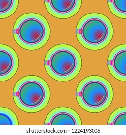 Cup of coffee or tea on background seamless pattern.