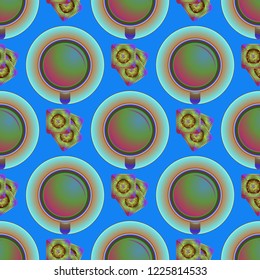 Cup of coffee or tea on background seamless pattern.