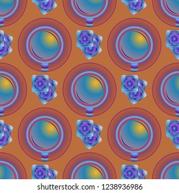 Cup of coffee or tea on background seamless pattern.