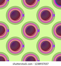 Cup of coffee or tea on background seamless pattern.