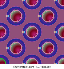 Cup of coffee or tea on background seamless pattern.