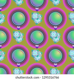 Cup of coffee or tea on background seamless pattern.