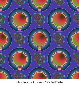 Cup of coffee or tea on background seamless pattern.
