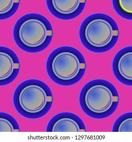 Cup of coffee or tea on background seamless pattern.