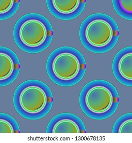 Cup of coffee or tea on background seamless pattern.