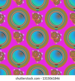 Cup of coffee or tea on background seamless pattern.