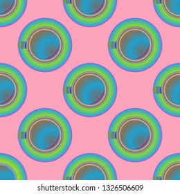 Cup of coffee or tea on background seamless pattern.