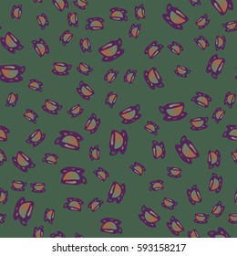 Cup of coffee or tea on background seamless pattern.