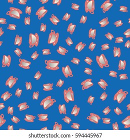 Cup of coffee or tea on background seamless pattern.