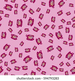 Cup of coffee or tea on background seamless pattern.