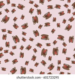 Cup of coffee or tea on background seamless pattern.