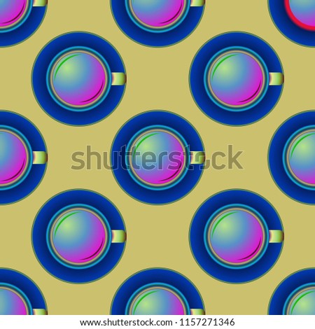 Cup of coffee or tea on background seamless pattern.