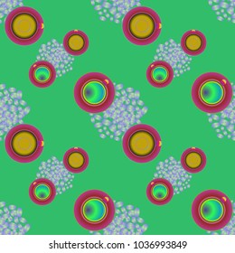 Cup of coffee or tea on beans background seamless pattern.