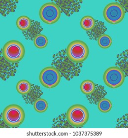 Cup of coffee or tea on beans background seamless pattern.