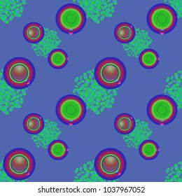 Cup of coffee or tea on beans background seamless pattern.