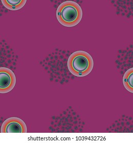 Cup of coffee or tea on beans background seamless pattern.