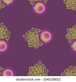Cup of coffee or tea on beans background seamless pattern.