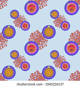 Cup of coffee or tea on beans background seamless pattern.