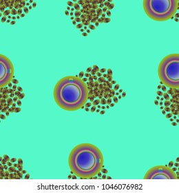 Cup of coffee or tea on beans background seamless pattern.