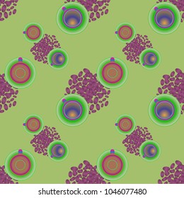 Cup of coffee or tea on beans background seamless pattern.
