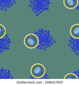 Cup of coffee or tea on beans background seamless pattern.