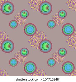 Cup of coffee or tea on beans background seamless pattern.