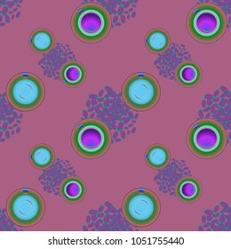 Cup of coffee or tea on beans background seamless pattern.