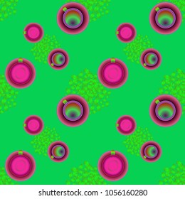 Cup of coffee or tea on beans background seamless pattern.