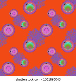 Cup of coffee or tea on beans background seamless pattern.