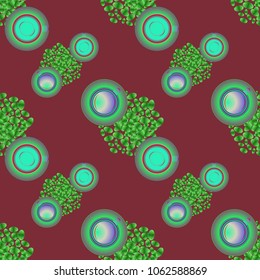Cup of coffee or tea on beans background seamless pattern.