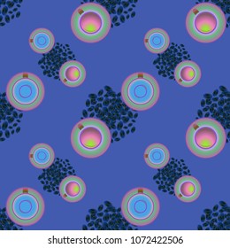 Cup of coffee or tea on beans background seamless pattern.