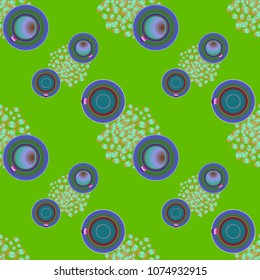 Cup of coffee or tea on beans background seamless pattern.