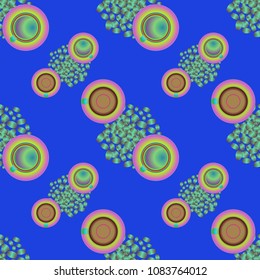Cup of coffee or tea on beans background seamless pattern.