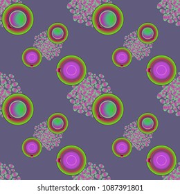 Cup of coffee or tea on beans background seamless pattern.