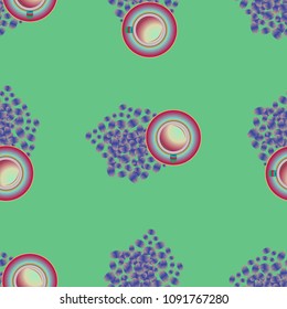 Cup of coffee or tea on beans background seamless pattern.