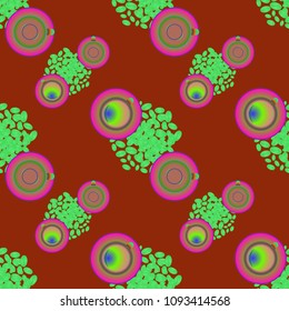 Cup of coffee or tea on beans background seamless pattern.