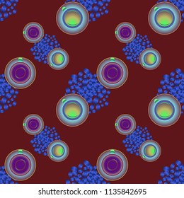 Cup of coffee or tea on beans background seamless pattern.