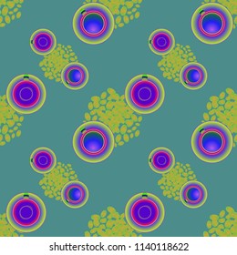 Cup of coffee or tea on beans background seamless pattern.