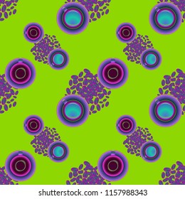 Cup of coffee or tea on beans background seamless pattern.
