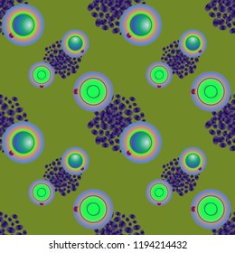 Cup of coffee or tea on beans background seamless pattern.