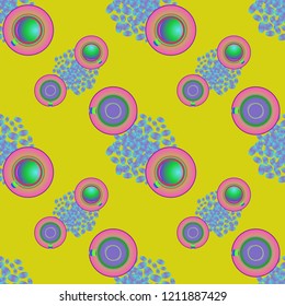 Cup of coffee or tea on beans background seamless pattern.