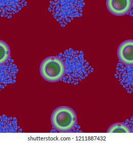 Cup of coffee or tea on beans background seamless pattern.