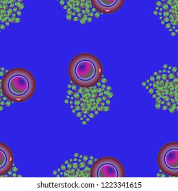 Cup of coffee or tea on beans background seamless pattern.