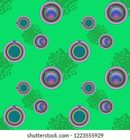 Cup of coffee or tea on beans background seamless pattern.