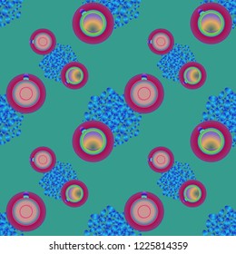 Cup of coffee or tea on beans background seamless pattern.