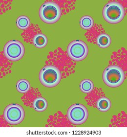 Cup of coffee or tea on beans background seamless pattern.